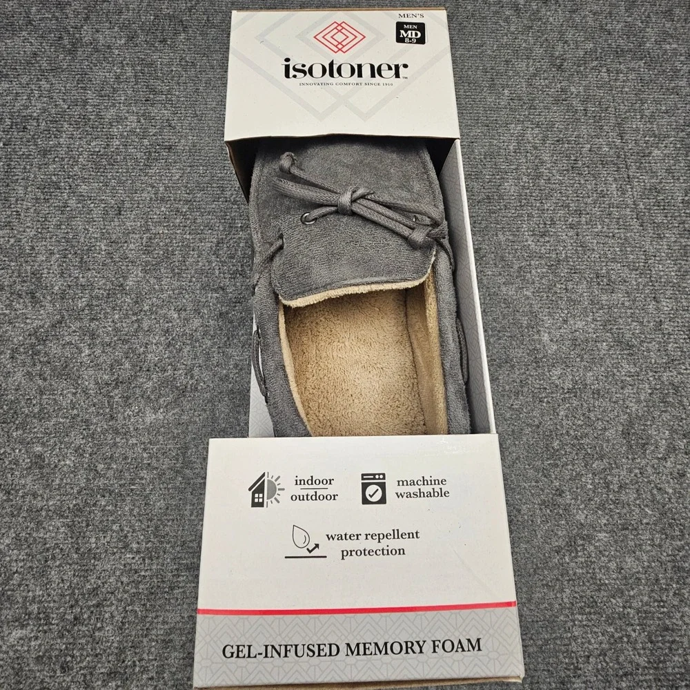 Isotoner Moccasin Slippers Memory Foam Water Repellent Indoor Outdoor  8-9‎